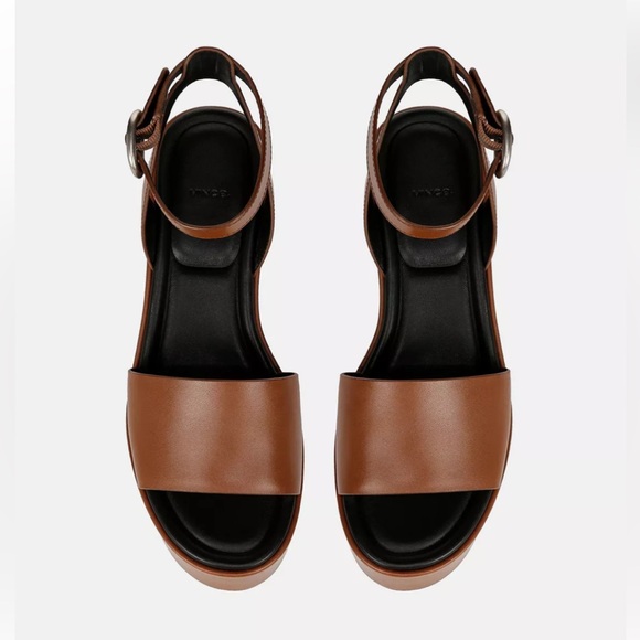 NEW VINCE PHILLIPA LEATHER PLATFORM SANDALS IN SEQUOIA BROWN 8.5 - Picture 4 of 10